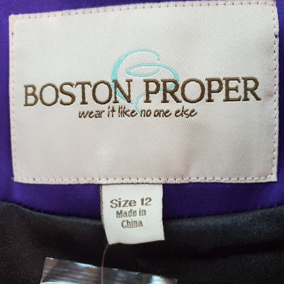 BOSTON PROPER SZ 12 Women's Classic Tailored Purple Satin Blazer Jacket - Picture 3 of 7